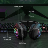 ONIKUMA B100 RGB Bluetooth Wireless Gaming Headset Black