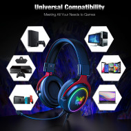 ONIKUMA X10 RGB Wired Gaming Headset With Detachable Mic Black Red