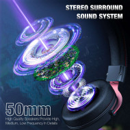 ONIKUMA X10 RGB Wired Gaming Headset With Detachable Mic Black Red