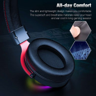 ONIKUMA X10 RGB Wired Gaming Headset With Detachable Mic Black Red