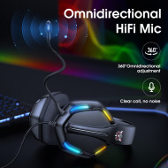 ONIKUMA X27 RGB Ergonomic Wired Gaming Headset Noise Canceling Mic Black